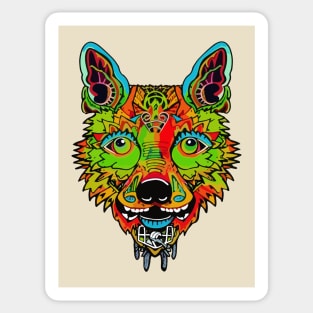 Chupacabra Head Psychedelic Art - Surreal Cryptid Illustration Sticker